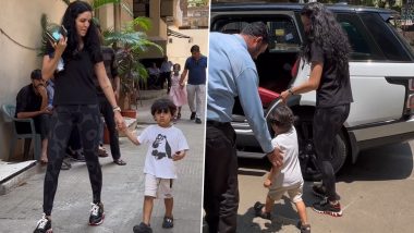 Hardik Pandya's Son Agastya Unhappy After Being Clicked by Paparazzi, Adorably Says 'I Don't Like It' After Mother Natasa Stankovic's Instruction (Watch Video)