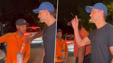 Hrithik Roshan Tries to Pose With a Food Delivery Employee for Selfie; Actor's Security Guard Pushes the Fan Away (Watch Viral Video)