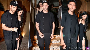 Hrithik Roshan and Saba Azad Make for a Gorgeous Pair As They Twin in Black for Dinner Date (View Pics & Video)