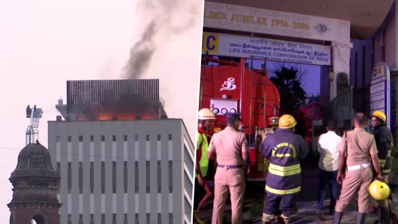 Tamil Nadu Fire: Blaze Erupts on Top Floor Of LIC Building in Chennai (See Pics)