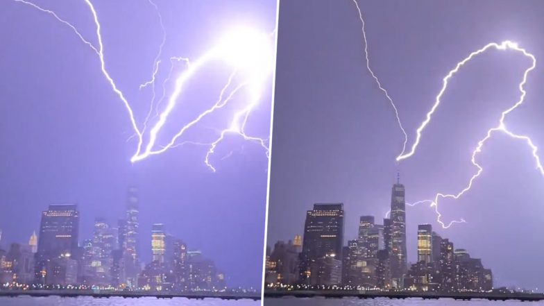 Lighting Hits One World Trade Centre in New York, Spectacular Moment Caught on Camera