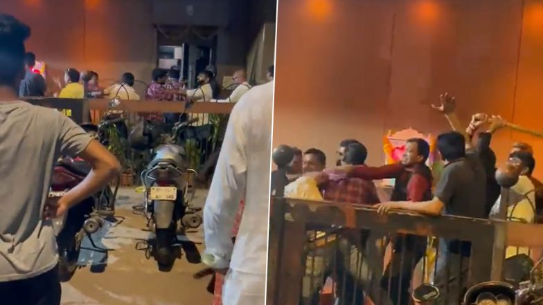 Mumbai: Ugly Fight Breaks Out Between Two Groups at Dahisar Bar, Men Slap and Punch Each Other During Brawl (Watch Video)