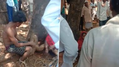 Madhya Pradesh Shocker: Brother-Sister Tied to Tree, Brutally Thrashed After Villagers Doubt Them As Lovers in Khandwa; Three Arrested After Shocking Video Goes Viral