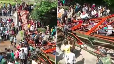 Jammu and Kashmir: Six People Injured After Footbridge Collapses in Udhampur During Baisakhi Celebration (Watch Video)