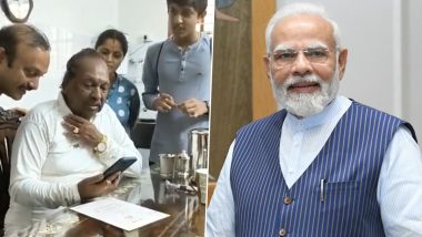 Karnataka Assembly Elections 2023: PM Narendra Modi Calls KS Eshwarappa, Says BJP Will Always Be With Him (Watch Video)