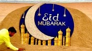 Eid Mubarak 2023 Sand Art: Sudarsan Pattnaik Extends Greetings With Beautiful Sculpture on the Occasion of Eid al-Fitr