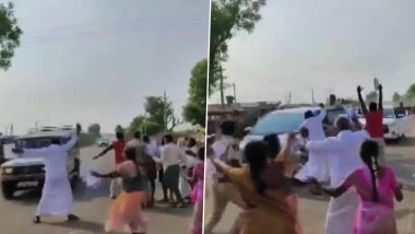 Andhra Pradesh: Farmers Protesting Over Compensation For Acquired Land Block CM Jagan Mohan Reddy’s Convoy in Anantapur (Watch Video)