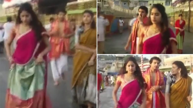 Janhvi Kapoor Spotted With Rumoured Boyfriend Shikhar Pahariya at Tirupati Balaji Temple (Watch Video)