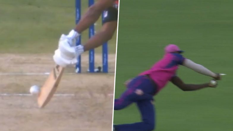 Jason Holder Takes Sensational Catch to Dismiss Rahul Tripathi During SRH vs RR IPL 2023 Clash (Watch Video)