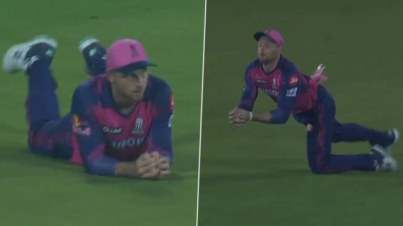 Jos Buttler Takes Stunning Catch to Dismiss Prabhsimran Singh During RR vs PBKS IPL 2023 Match (Watch Video)