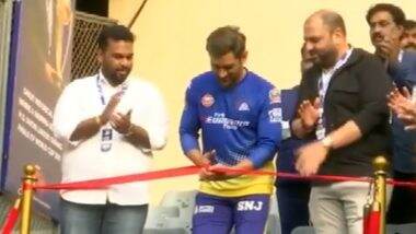 MS Dhoni Inaugurates 2011 World Cup Victory Memorial at Wankhede Stadium Where His Iconic Six Landed (Watch Video)