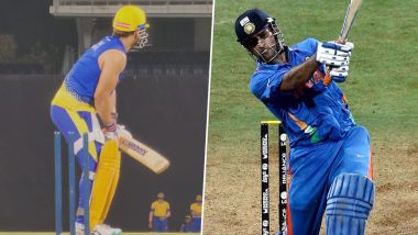 MS Dhoni Recreates 2011 World Cup Winning Six On Its 12th Year Anniversary During CSK Practice (Watch Video)