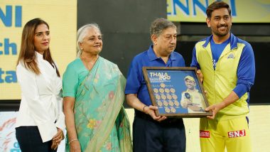 MS Dhoni Felicitated by N Srinivasan for Reaching Special Milestone of Playing 200 Matches As CSK Captain in IPL (See Pics and Video)