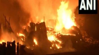 Mumbai Fire: Massive Blaze Erupts at Mandla Scrap Compound in Mankhurd, Dousing Operation Underway (Watch Video)