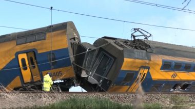 Netherlands Train Derailment: Passenger Train Derails After Hitting Construction Crane at Voorschoten, One Killed (Watch Video)