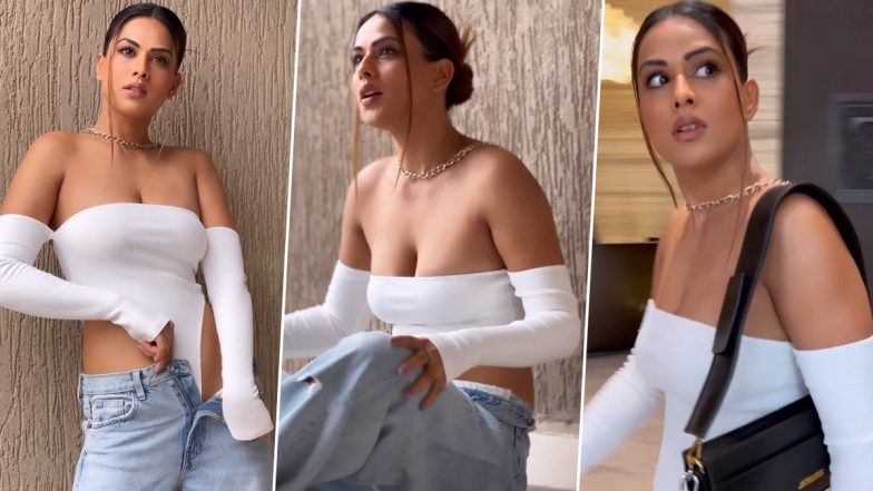 Nia Sharma Flaunts Cleavage In Off Shoulder Bodysuit Paired With Baggy