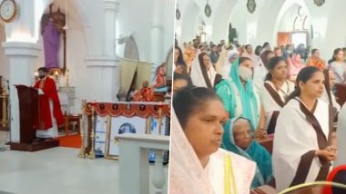 Palm Sunday 2023: Devotees Offer Prayers at St Joseph's Metropolitan Cathedral in Thiruvananthapuram As They Observe the First Day of Holy Week (Watch Video)
