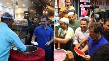 Rahul Gandhi Eats Pani Puri and Aloo Tikki in Delhi's Famous Bengali Market, Enjoys Savouries Near Jama Masjid; Photos and Videos Go Viral