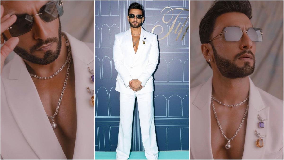 Ranveer Singh Serves Major Thirst Trap As His Chest Peeks From His White  Pantsuit At Tiffany & Co. Event!