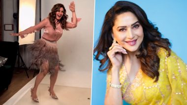 Raveena Tandon Grooves to 'Queen' Madhuri Dixit's Iconic Song 'Ek Do Teen' Amid Shoot (Watch Video)