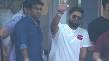 Rishabh Pant Waves to Fans at Arun Jaitley Stadium As He Attends Delhi Capitals' First Home Match in IPL 2023 Against Gujarat Titans (Watch Video)