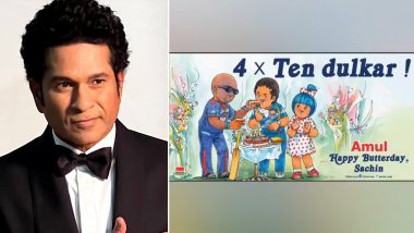 Amul Topicals on Sachin Tendulkar: Dairy Giant Shares Its Collection Featuring Master Blaster on his 50th Birthday (Watch Video)