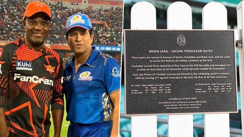 'One of the Best Gifts We Could've Got' Sachin Tendulkar Reacts After Sydney Cricket Ground Unveils Gates Named After Him and Brian Lara