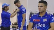 'At Least There Is A Wicket in Our Family Now' Proud Father Sachin Tendulkar Lauds Son Arjun Tendulkar In MI Dressing Room After His First Wicket in IPL Against SRH (Watch Video)