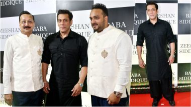 Baba Siddique Iftar Party 2023: Salman Khan Slays in Black Pathani Kurta Pyjama, View Pics of Kisi Ka Bhai Kisi Ki Jaan Actor