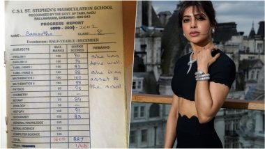 'Topper' Samantha Ruth Prabhu's Class 10 Report Card Goes Viral, Actress Reacts to Her Academic Achievement!