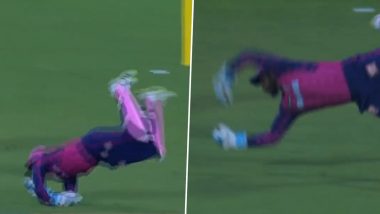 What a Catch! Sanju Samson Grabs One-Handed Stunner to Dismiss Prithvi Shaw During RR vs DC IPL 2023 Match (Watch Video)