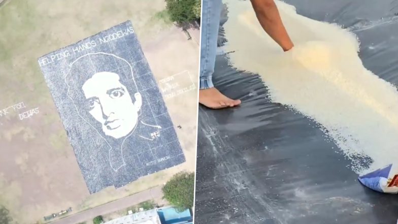 Sonu Sood’s Fans Make Actor’s Portrait With 2500 kg Rice Over 1-Acre of Land in Madhya Pradesh (Watch Video)