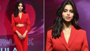 Suhana Khan Is a Total Stunner As She Exudes Boss Lady Vibes in Red Pantsuit (View Pics)