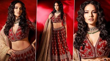 Sunny Leone Slays in a Red Embroidered Lehenga and Classic Jewels for Magazine Photoshoot! (View Pics)