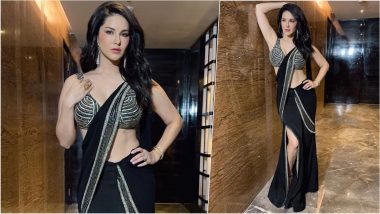 Sunny Leone Looks HOT in Black Saree and Sleeveless Blouse, Gives Fans Major 'Wedding Vibes' (View Photos)