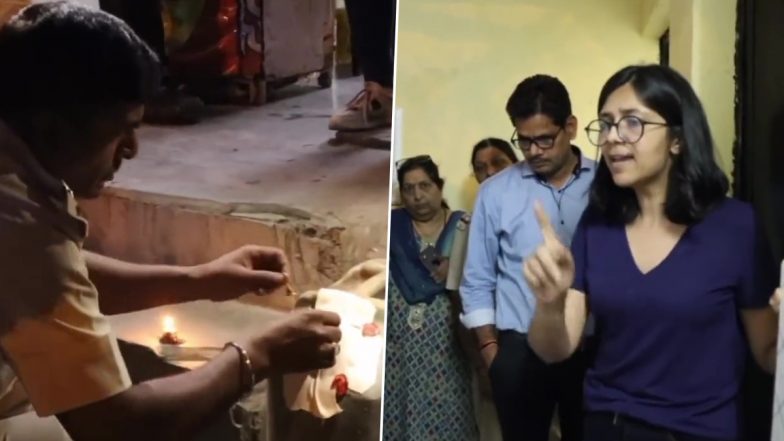 DCW Chief Swati Maliwal Conducts Surprise Check at Public Toilet in Daryaganj, Seizes 50 Litres of Acid Lying in Open (See Pics and Video)