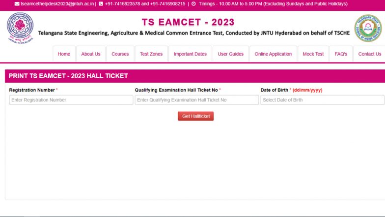 TS EAMCET 2023: Telangana Board Releases Hall Tickets For Common ...