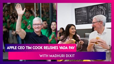 Apple CEO Tim Cook Relishes Vada Pav In Mumbai With Madhuri Dixit, Tweets ‘It Was Delicious!’