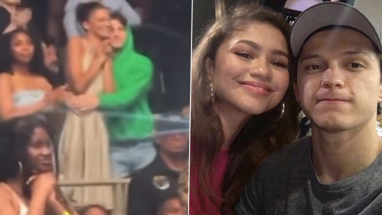 Tom Holland Gives a Cute Hug to Girlfriend Zendaya While Enjoying Usher's Concert in LA (Watch Video)