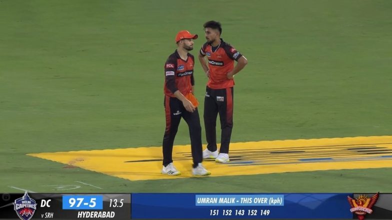 Speed Alert! Umran Malik Breaches 150 kph Thrice in One Over During SRH vs DC IPL 2023 Match