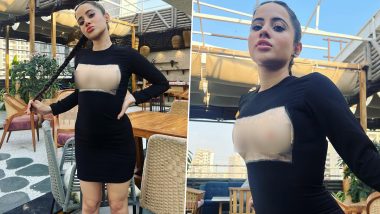 'Painted Boobs'! Uorfi Javed Stuns in Black Mini Dress With Painted Breasts and Nipples, Asks 'How Much Is Too Much'! (View NSFW Pics)