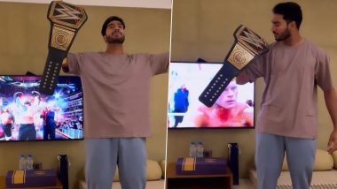 KKR All-Rounder Venkatesh Iyer Celebrates Roman Reigns' Victory in Wrestlemania Over Cody Rhodes (Watch Video)