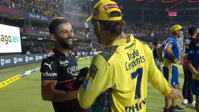 Virat Kohli Shares a Laugh With MS Dhoni After RCB vs CSK IPL 2023 Match, Video Goes Viral!