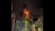 Burning Tree: Lightening Strikes Coconut Tree, Ignites Massive Fire in Indore (Watch Video)