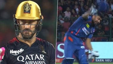 IPL 2023: RCB Captain Faf Du Plessis Fined 12 Lakh for Slow Over-rate, LSG's Avesh Khan Reprimanded for Throwing Helmet