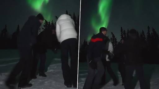 Desi Men Perform Garba Under Northern Lights in Alaska, Cool Dance Video Goes Viral (Watch)