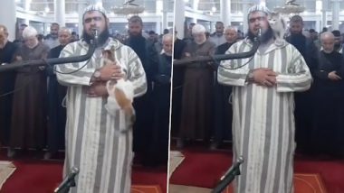 Cat Jumps on Imam During Tarawih Prayers at Mosque, His Reaction Wows Netizens (Watch Video)