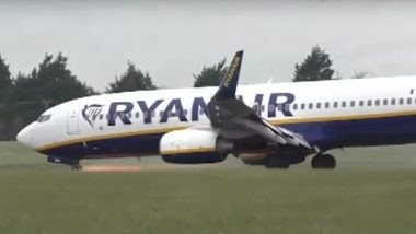 Sparks Fly From Ryanair Airline's Plane After Its Nose Wheel Collapses While Landing at Dublin Airport, Shocking Video Surfaces