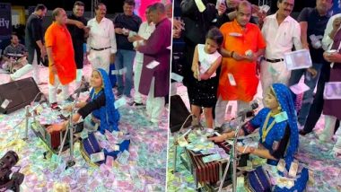 It's Raining Money on Gujarati Folk Singer: Geeta Rabari Showered With Currency Notes Worth Rs 4 Crore at Kutch Event (Watch Video)