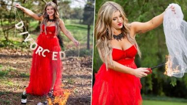Woman Celebrates Divorce by Burning Wedding Gown and Pictures With Ex-Husband in a Quirky Photoshoot (View Pics)